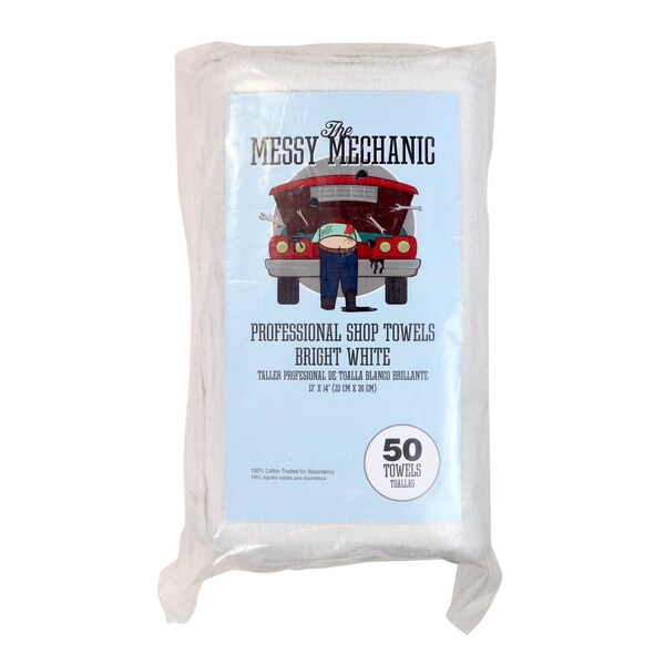 Monarch Brands Shop Towels, 12in x 14in - White, 50PK PNP-WST50-BG - main